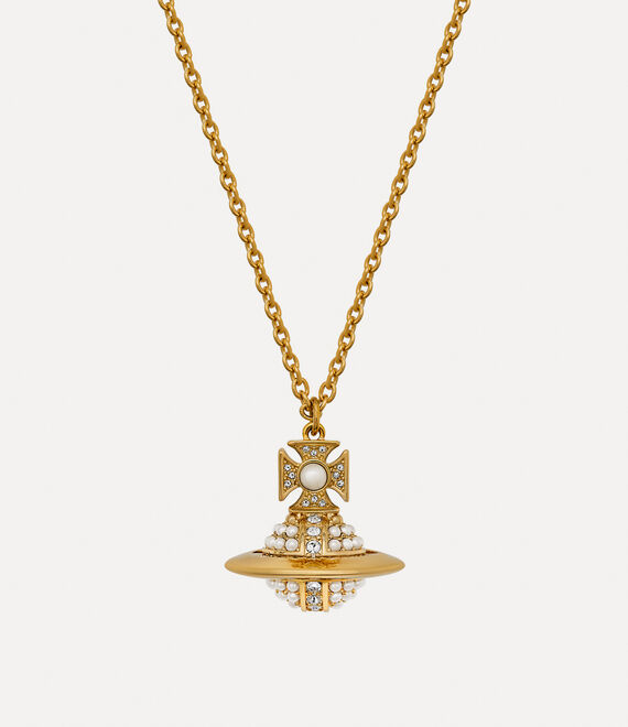 Vivienne Westwood Luzia Pendant in GOLD/CRYSTAL-Crystal/CREAM Pearl